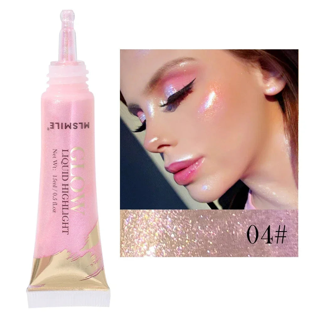 Diamond Glitter Highlighter Liquid Pearlescent Waterproof Longlasting Brightening Liquid Highlighter Stick Eyes Makeup Cosmetics