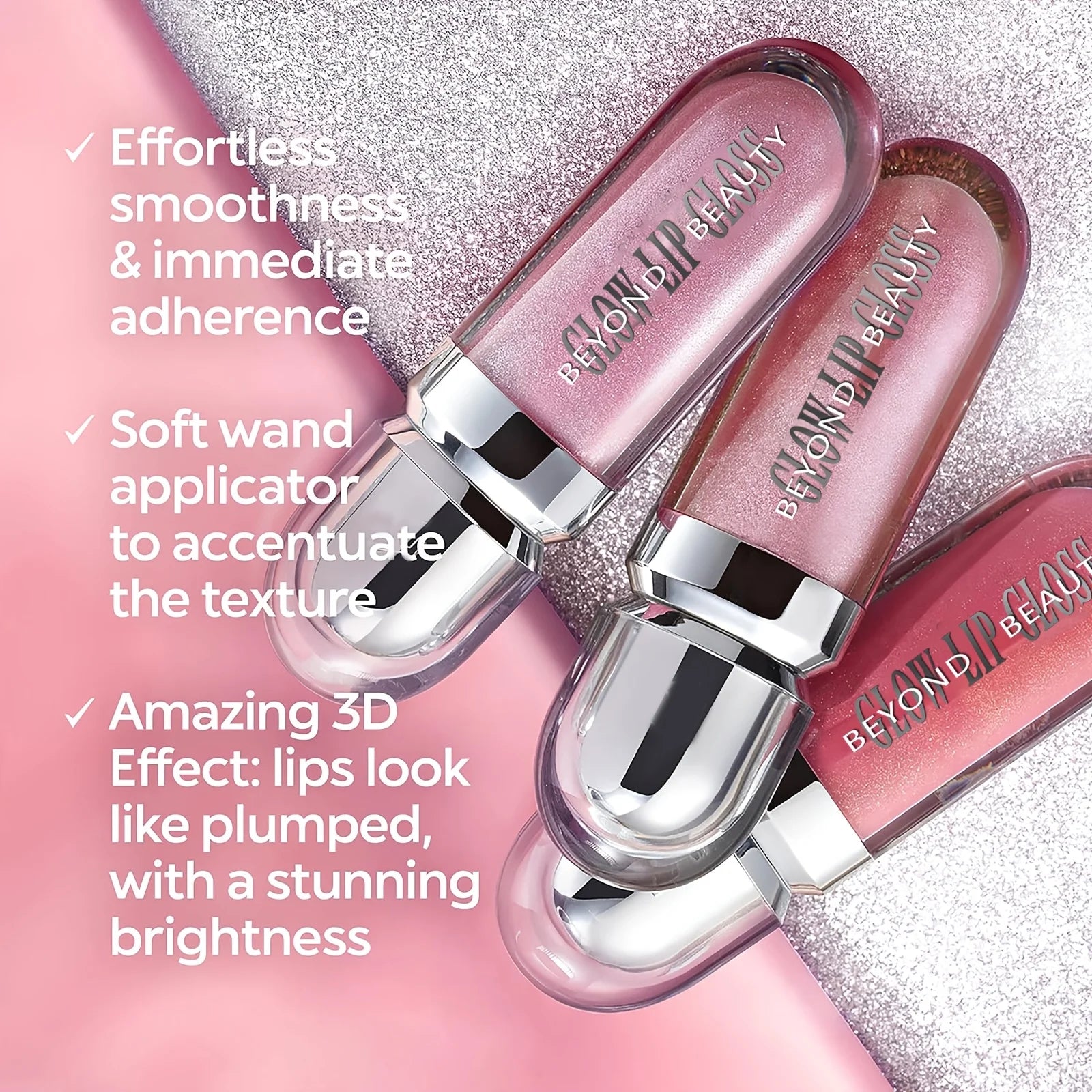 3 PCS Shimmer Moisturizing Lip Gloss, Honey Lip Gloss Essence Non-sticky & Ultra Shine Lip Stain,Lasting Tint Fine Shimmer