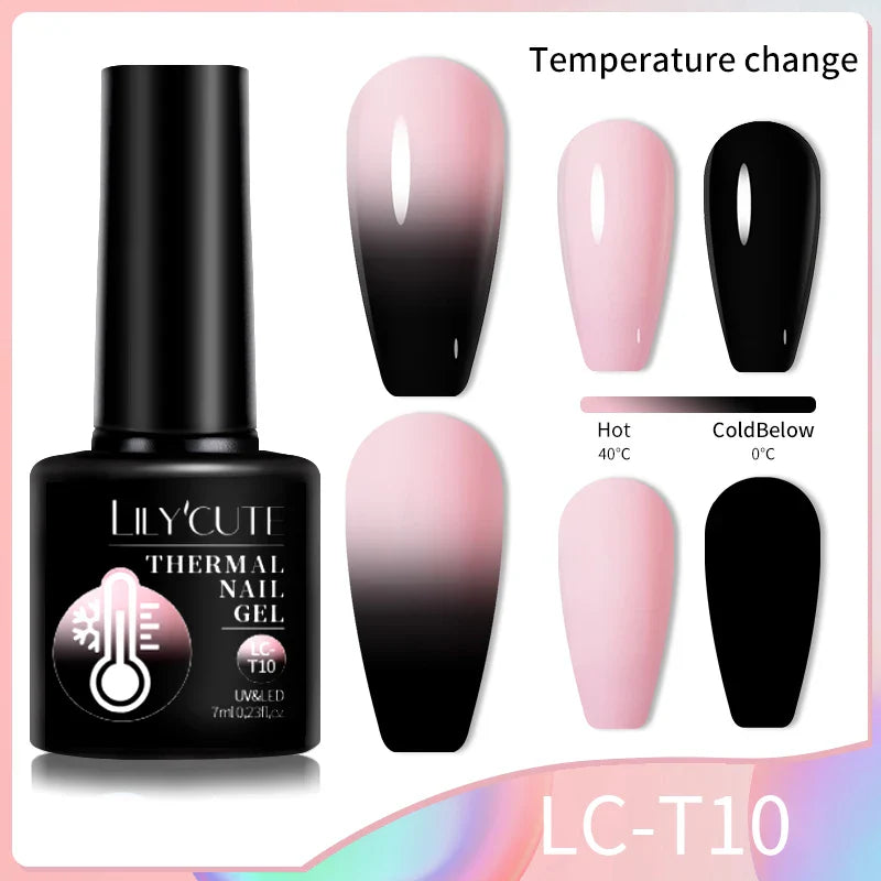 LILYCUTE Thermal Nail Gel Polish 3 Layers Temperature Shiny Color Changing Series Semi Permanent Soak Off UV Nail Gels Polish