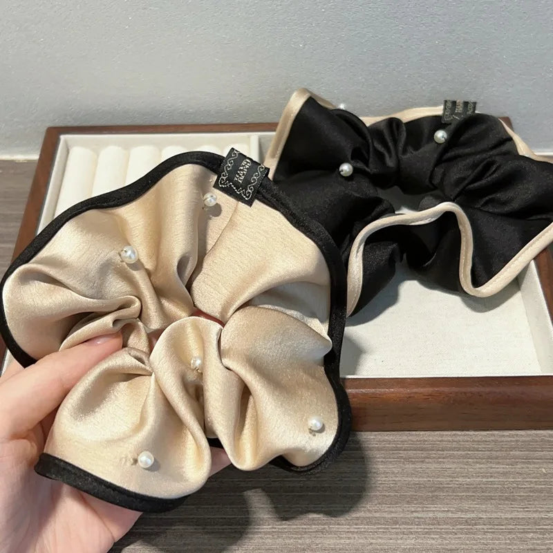Scrunchies for Hair New Fashion Luxury Satin Silk Hair Loop Bud Shaped HairTies Hair Scrunch for Girls Headwear