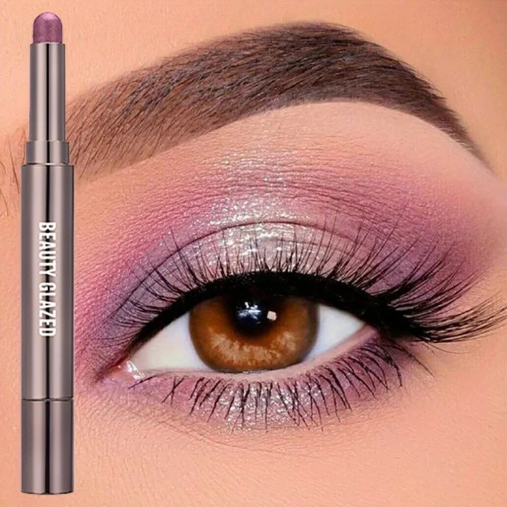 BEAUTY GLAZED 10 Colors Eyeshadow Stick Long-lasting Waterproof Eyeshadow Pen with Double Head Brush Matte and Shimmer Shade