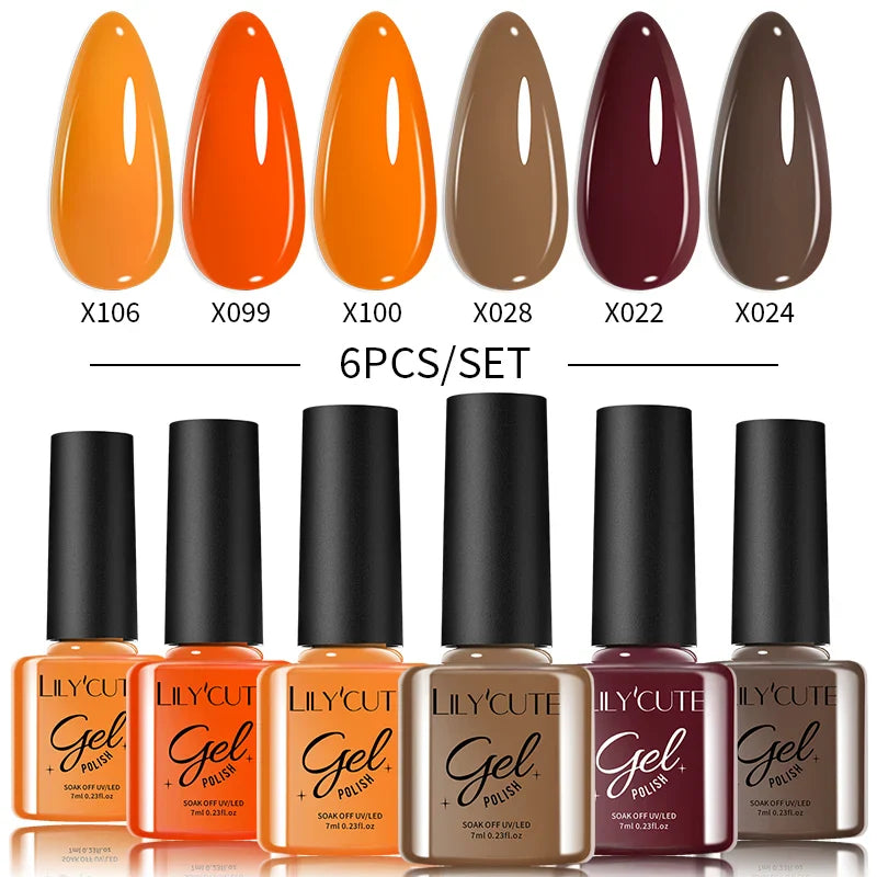 LILYCUTE 6PCs/Set Gel Nail Polish Set Kit Glitter Nail Gel Sequin Vernis Semi Permanent For Manicure Varnish UV LED Nail Art Gel