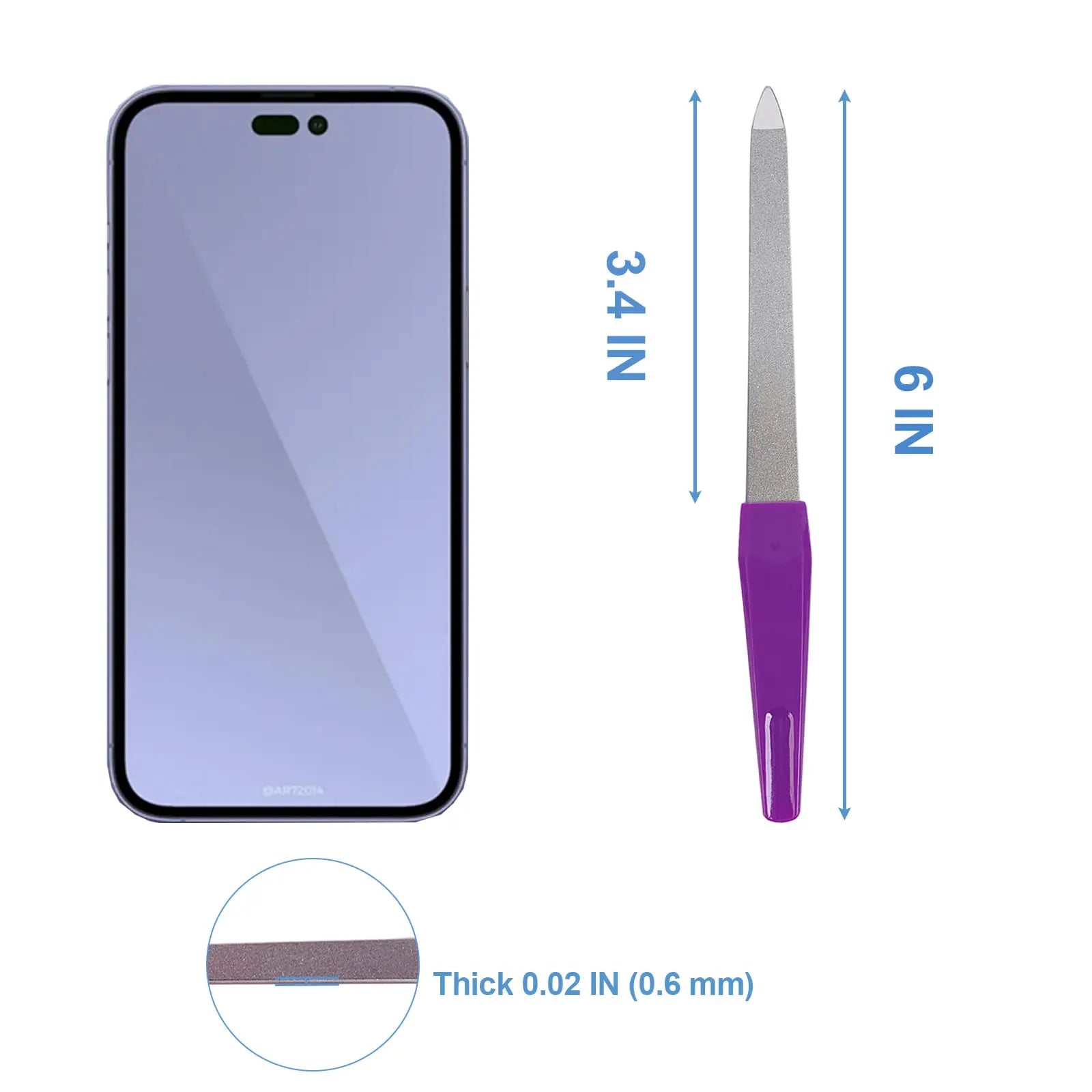 Metal Nail File (6 Pcs), Nail Files for Natural Nails Made of Stainless Steel, Sword Fingernail Files with Sharp Pointed Tip.