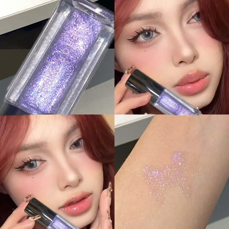 Blue Mermaid Color Pearlescent Shiny Lip Gloss Diamond Crystal Sparkle Lip Tint Milky Way Glitter Lips Waterproof Korean Make Up