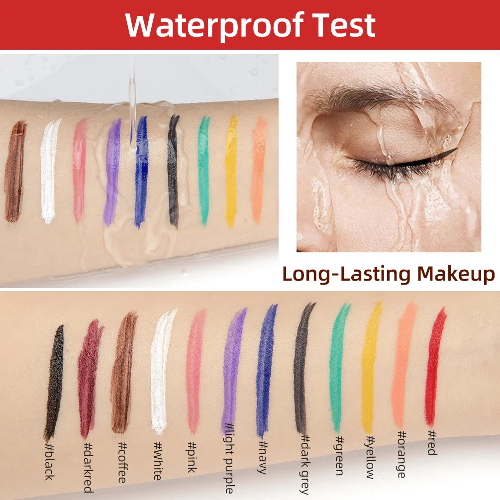 QIBEST Colored Eyeliner Set Waterproof Eyeliner Pencil Long Lasting Matte Eye Liner Makeup Colorful Liner Eyes Cosmetics Kits