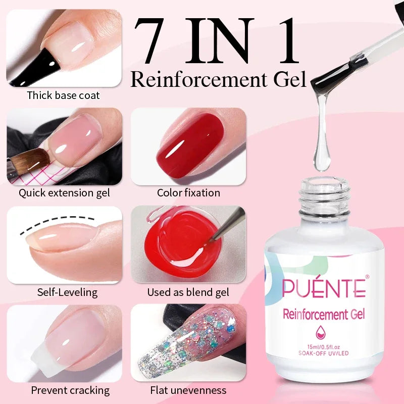 15ML 4 in 1 Builder Nail Gel For Quick Extension Nail Reinforcement Construction UV Gel Polish Semi-permanent Nail Art Varnish