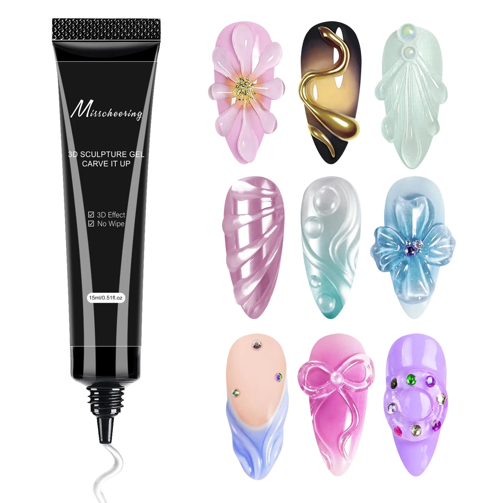 3D Gel Nail Art Modeling Gel Suitable for Nail Design DIY Nail Art for Painting&Molding&Sculpting And Halloween Decoration