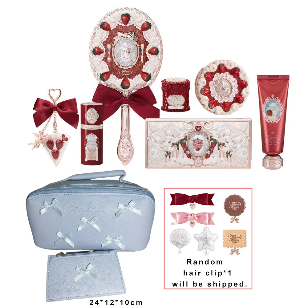 Flower Knows Stay Sweet 8 Pc Full Face Makeup Set Eyeshadow Blush Contour Lip Cream Hydrating Soft Matte Pigment Glowy Kit