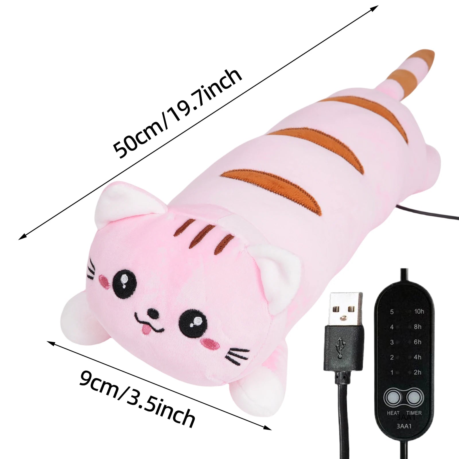 Cat Heating Pad for Period Cramps Cute Soft Plush Stuffed Animal Design, Portable USB Powered Electric Heat Pad Gifts for Women