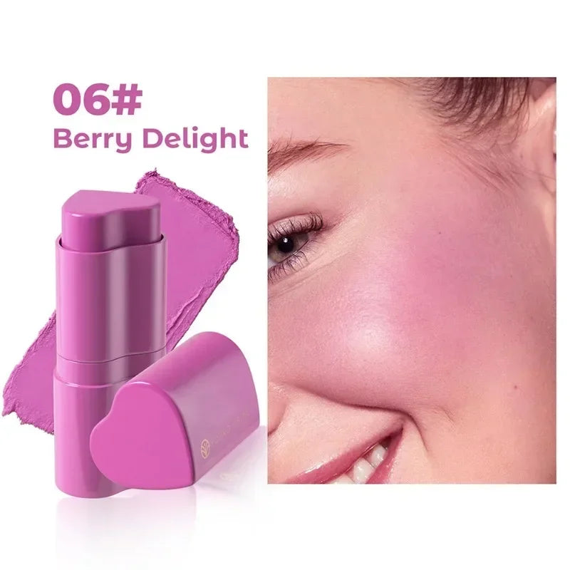 Functional Blush Stick Waterproof Easy Color Face Rouge Blusher Cream Lasting High Color Rendering Brightening Skin Tone Make Up