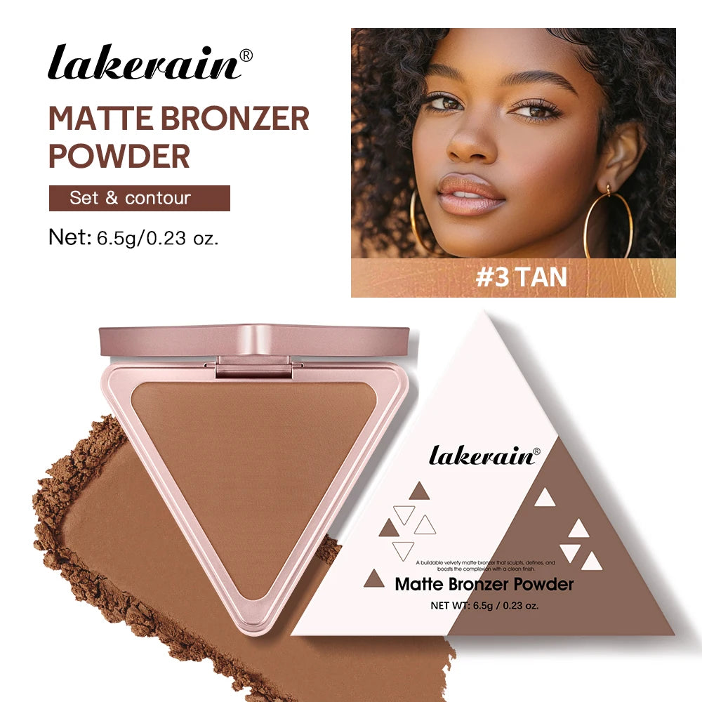 Lakerain Matte Bronzer Powder Long Lasting Makeup Effect Waterproof Sweatproof Setting Powder Oil Control Bronzer Face Makeup
