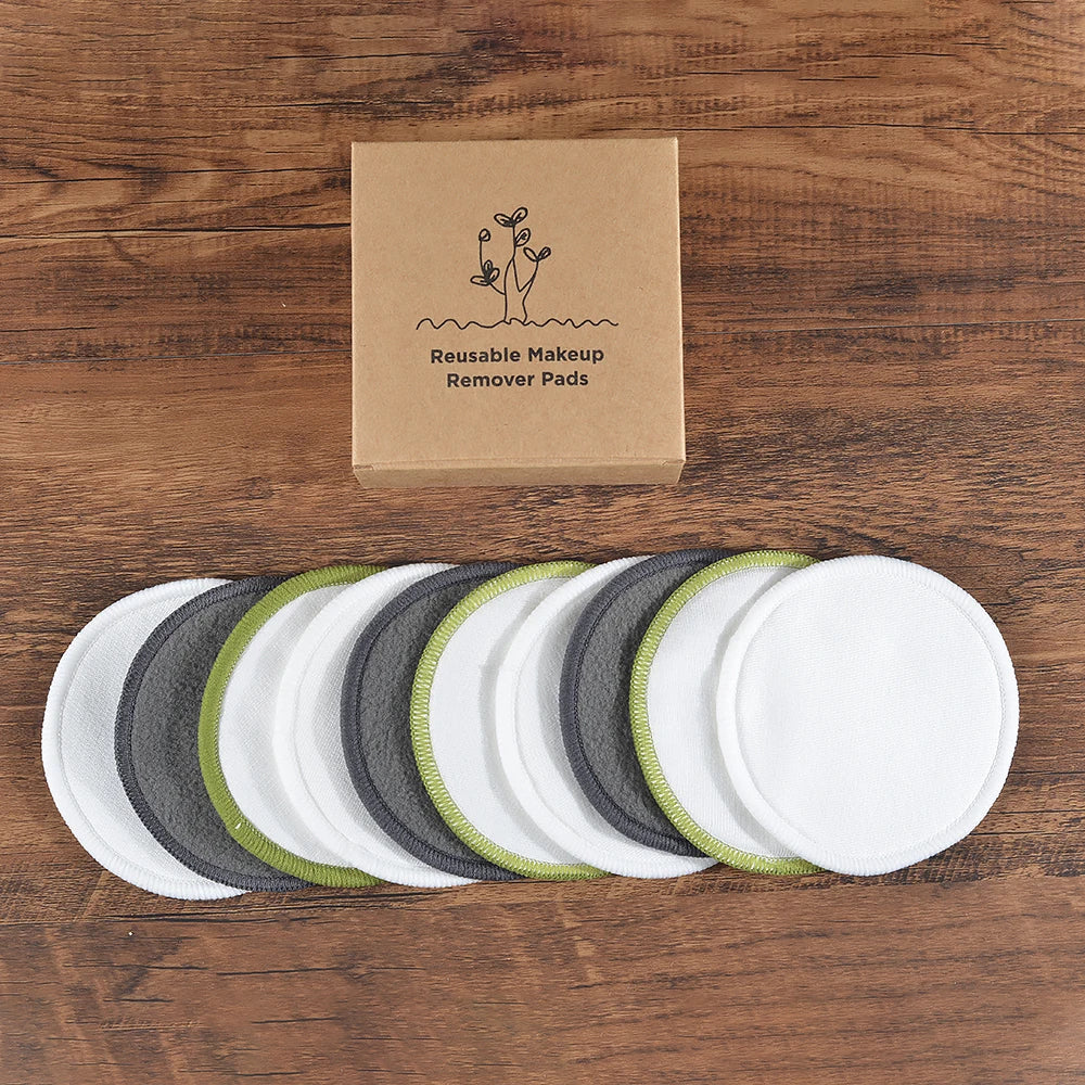 Cotton Demaquillant 10Pcs Bamboo Makeup Remover Reusable Cotton Pads Washable Rounds Clean Facial Cotton Reusable Makeup Tools