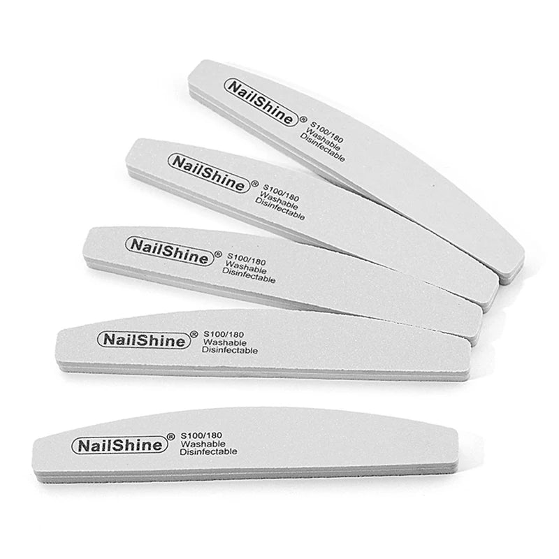 5Pcs Professional Nail File 100 180 Half Moon Sponge Polishing Sanding Buffer Manicure Products Tool Nail Equipment Lime a Ongle