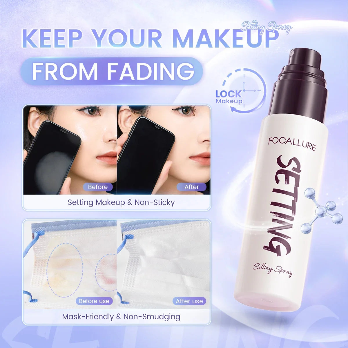Makeup Setting Spray Fixing Mist For Dry Oily Skin Oil Control Long Lasting Moisturizing Face
