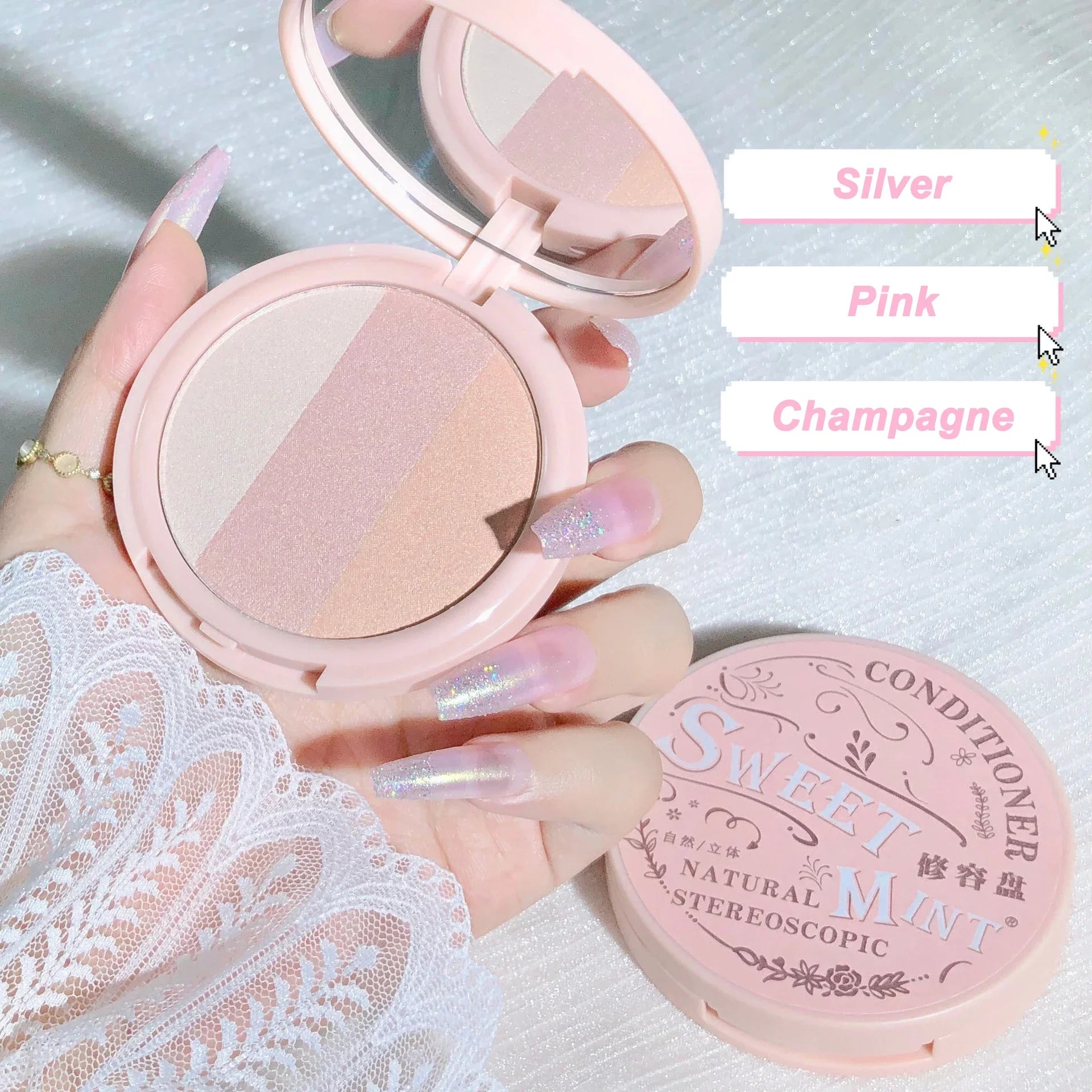 2/3 Color Bronzer Highlighter Palette Face Matte Brown Coffee Contour Shadow Powder Rose Pink Blush Highgloss Illuminator Makeup