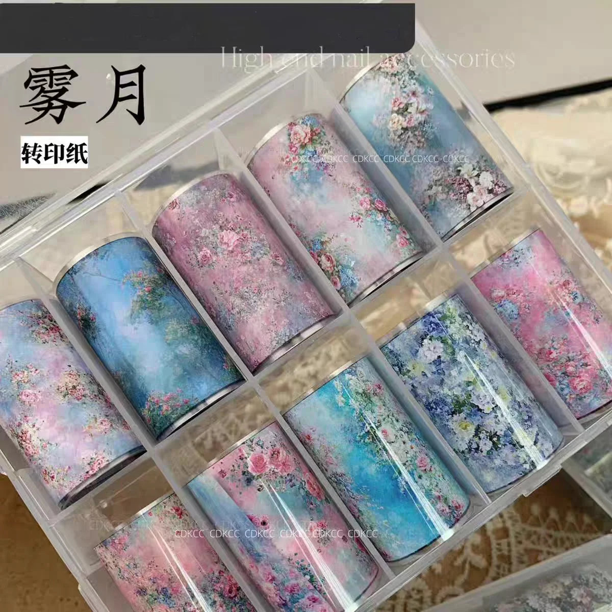 10Rolls Plaid Thousand-Bird Bow Stars Nail Foils Transfer Paper Nail Art Stickers Manicure Set Decal Nails Decoration