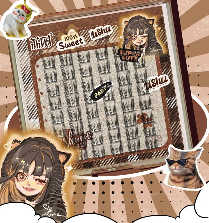 Lishu Glue-free Reusable False Eyelashes Self-adhesive Comic Natural Thick Long Lashes Extension Enlarge Eyes Beauty Tool