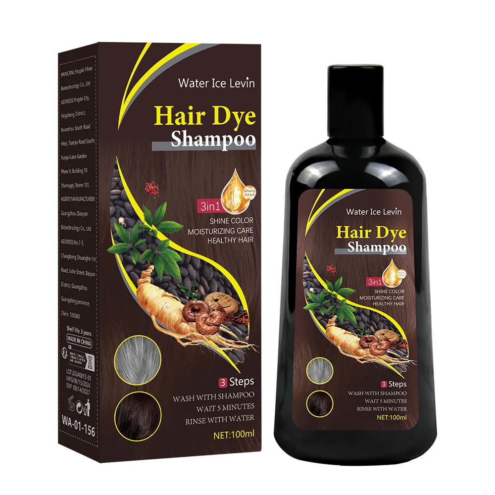 New Hair color shampoo 3 in 1 makes hair instantly from white to brown natural hair color protective sleeve for women 100ML