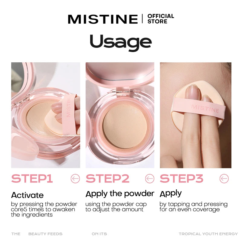 Mistine Foundtion Air Cushion with Natural Dewy Finish Makeup Moisturize Nourish Powdered Cream for Combination Skin 13g 1pc