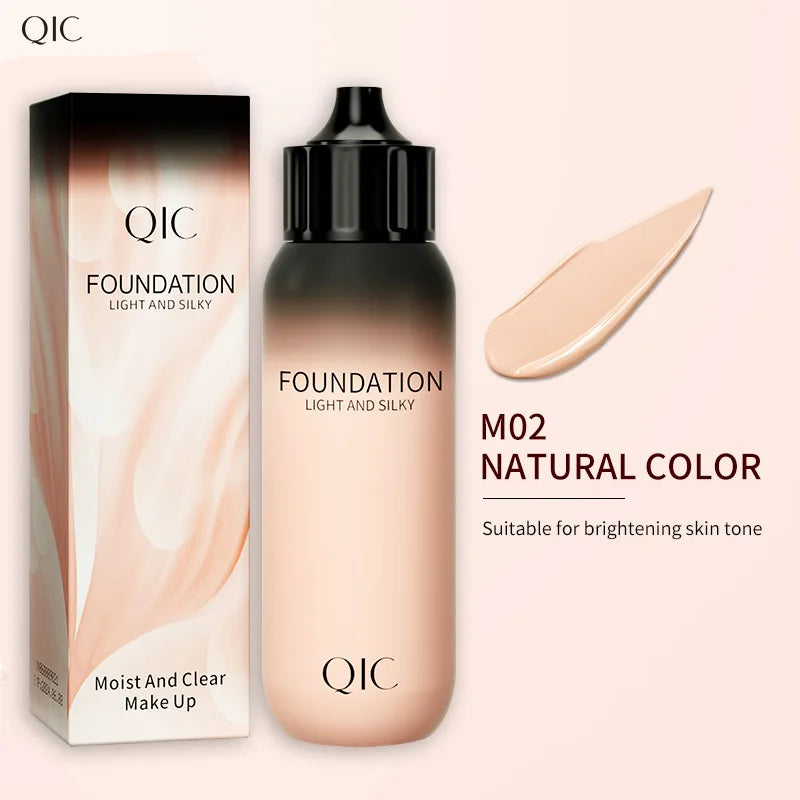 QIC Small Milk Bottle Liquid Foundation Concealer Moisturizing Clear Waterproof Natural Brightening Makeup for Face