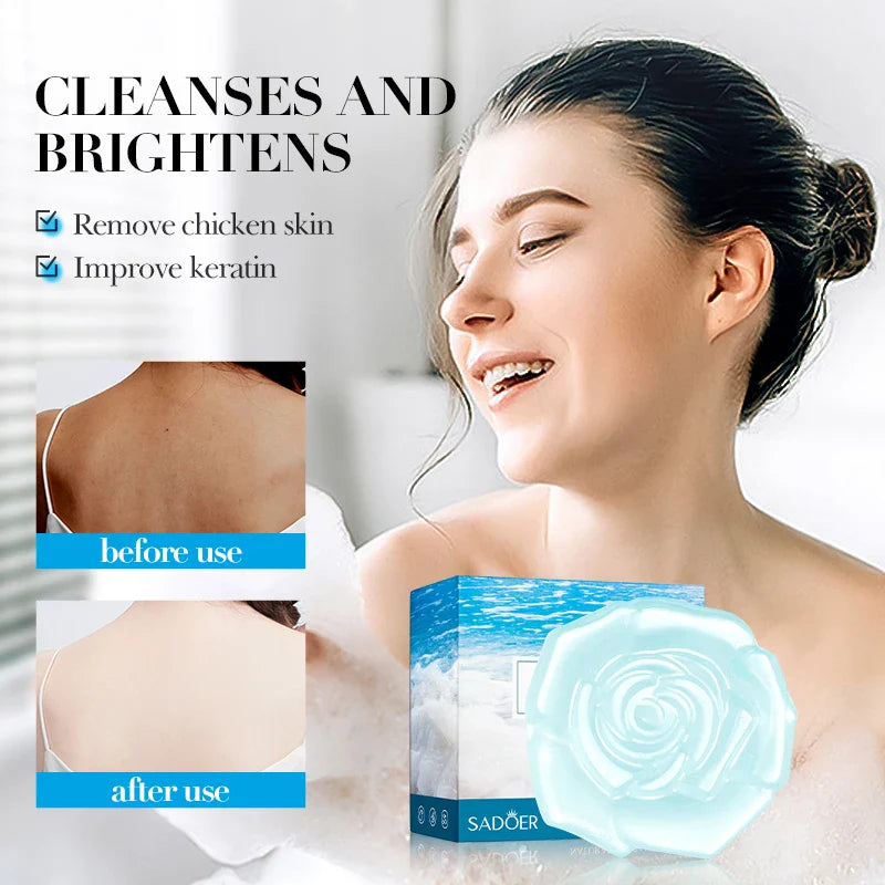 SADOER Sea Salt Essential Oil Soap Face Wash Foam Facial Cleanser Whitening Moisturizing Anti Acne Body Bathing Facial Soap