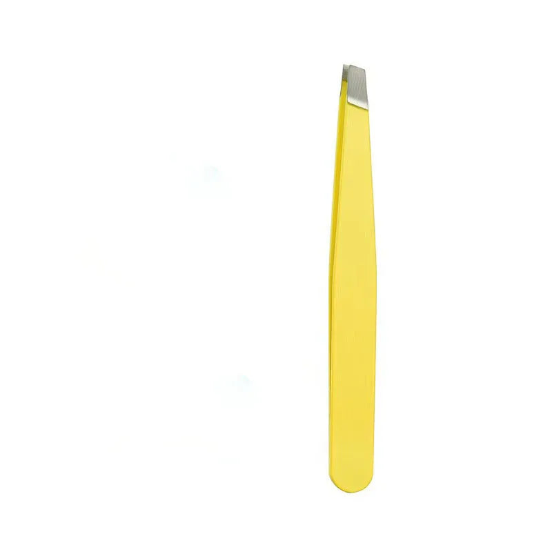 Stainless Steel Black Eyebrow Tweezer with Slant and Flat Point Beauty Tools for Eyelash Tweezer & Ingrown Hair Removal