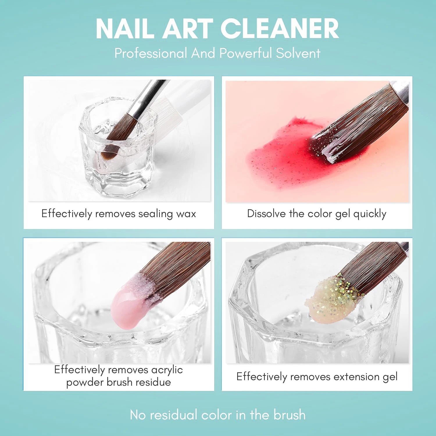 70ml Brush Cleaner – Unscented Quick-Dissolving Gel Residue Remover, Acrylic Nail Extension & Carving Complete Manicure Tool Car