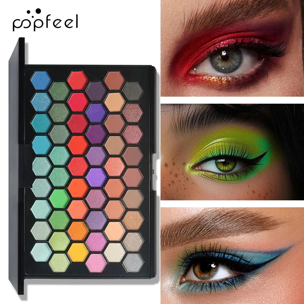 POPFEEL 54-Color Eyeshadow Palette - Versatile Earth Tones & Vibrant Rainbow Shades in One Compact - Create Endless Makeup Looks