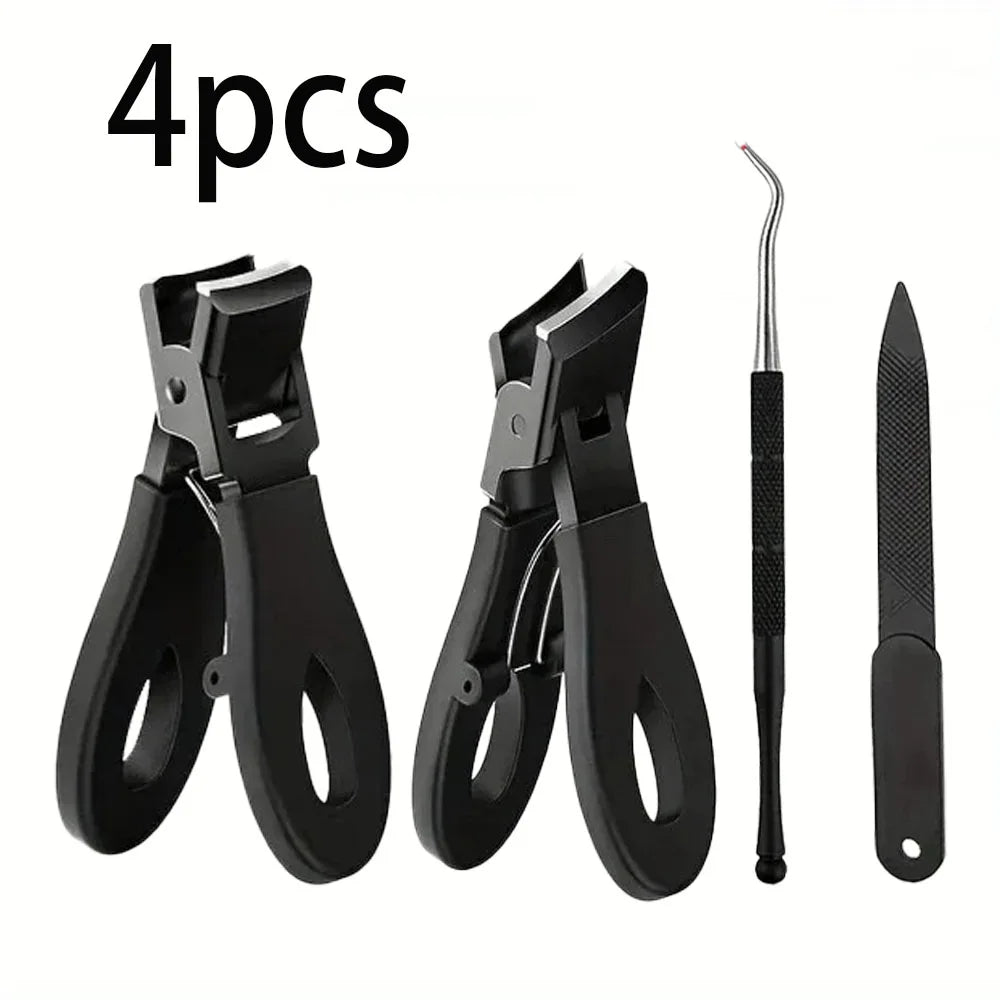 1/3/4/5pcs Stainless Steel Toenail Clippers Set with Ergonomic Handle,Includes Wide Mouth Angled Scissors,Nail File Cuticle Tool