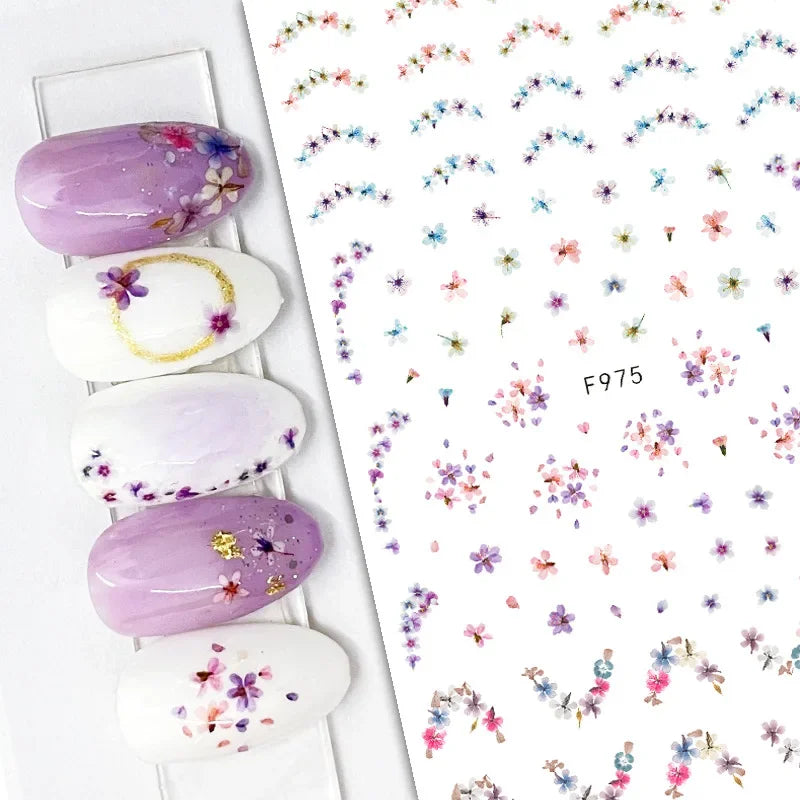 1pcs Sakura Flower 3D Nail Stickers White Cherry Blossom Nail Art Decals Spring Summer Adhesive Slider Decor Wedding Manicure