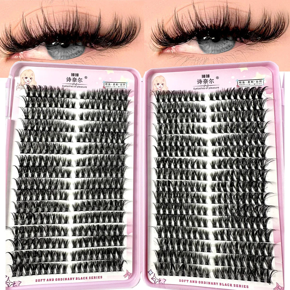 Left+Right Eye Lash Extension Cat/Fox Eye Effect Lash Single Clusters 3D Wispy Natural Looking DIY Segmented Eyelash Extensions