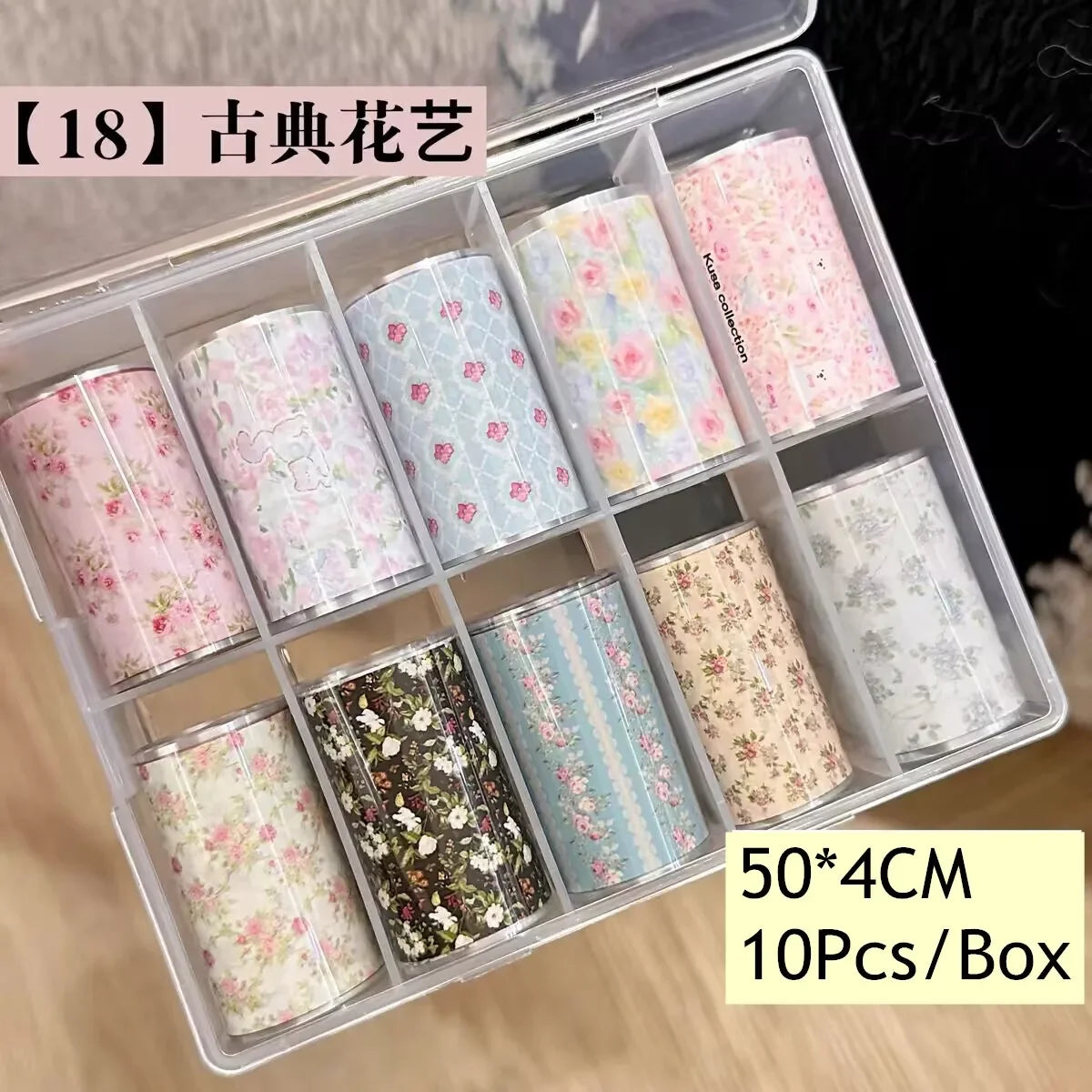 10Rolls Flower Nail Foils Transfer Paper Nail Art Stickers Manicure Set Decal Nails Decoration