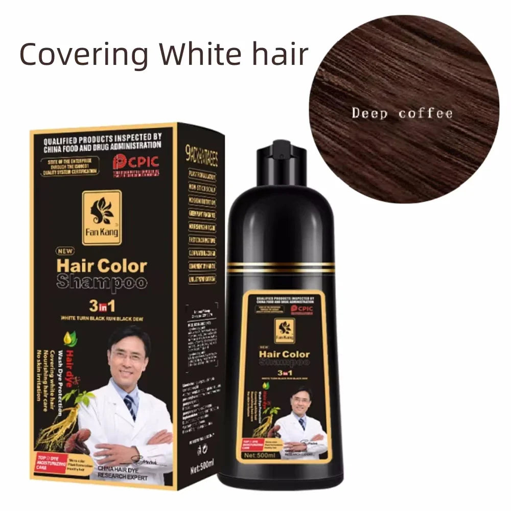 Long Lasting Hair Color Shampoo 3 in 1 Black Hair Dye Shampoo for Women&Men Natural Herbal Safety Cover White Gray Hair Cream