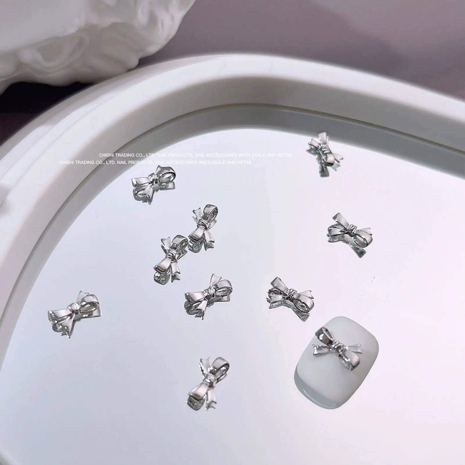10Pcs Mini Hollow Butterfly Knotbow Nail Art Charms 3D Metal Silver/Gold Alloy Nail Art Decoration DIY Nail Accessories