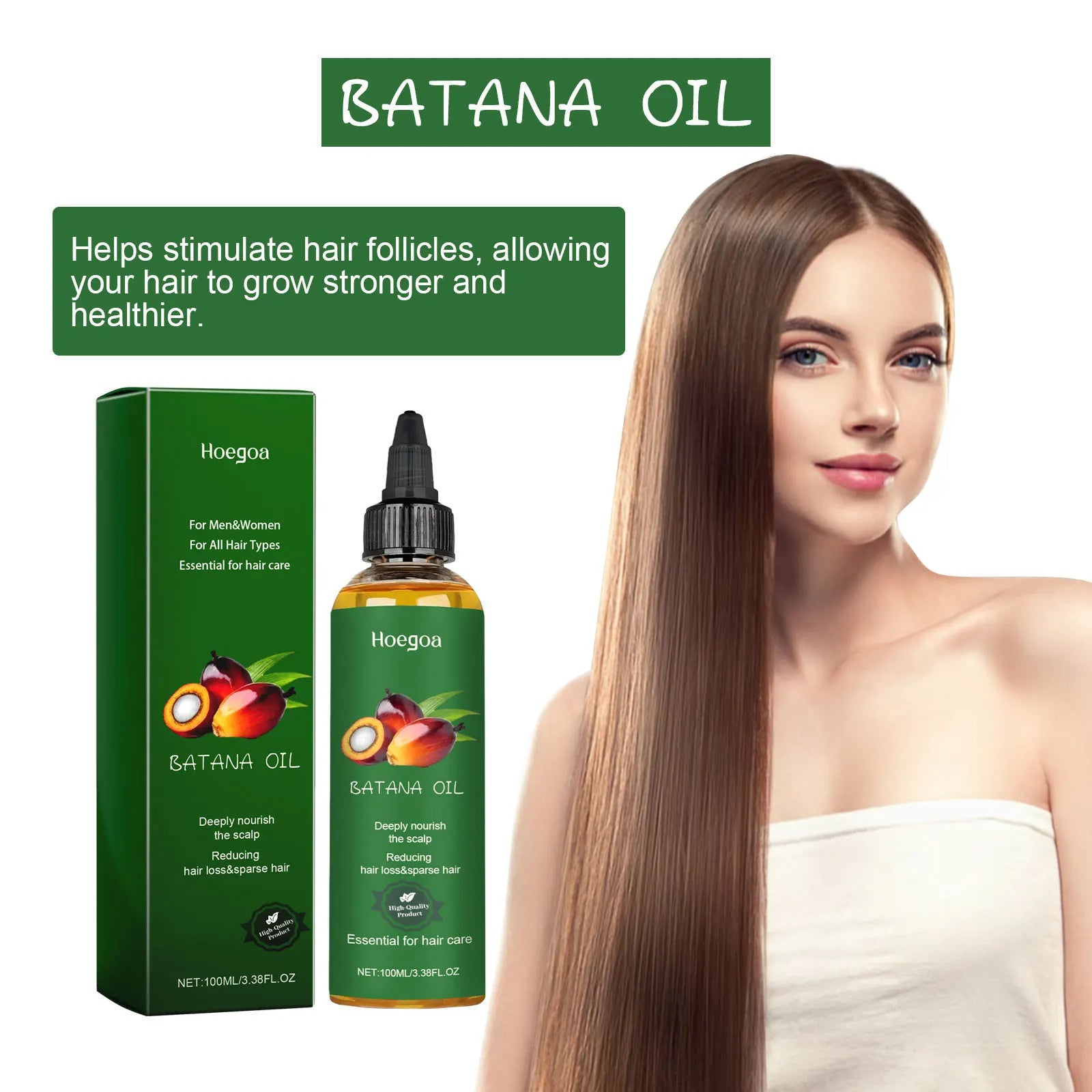 Batana Nourishing Hair Oil Hair Strengthen Repair Split Ends Damage Increase Hair Thickness Smoothness Dense Hair Essential Oil