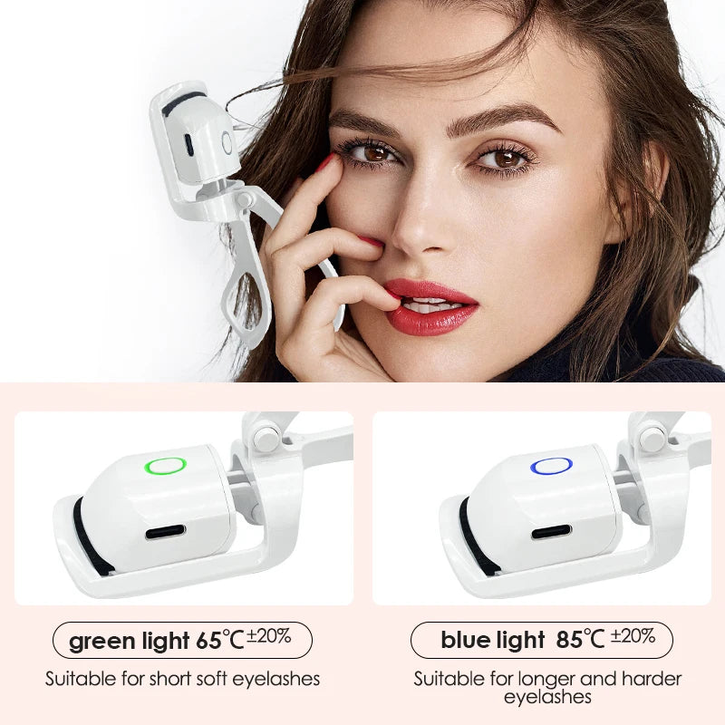 NATUHANA Eyelash Curler Portable Electric Heated Comb Perm Long Lasting Eyelashes Curls Thermal Eyelash Curler Makeup Tools