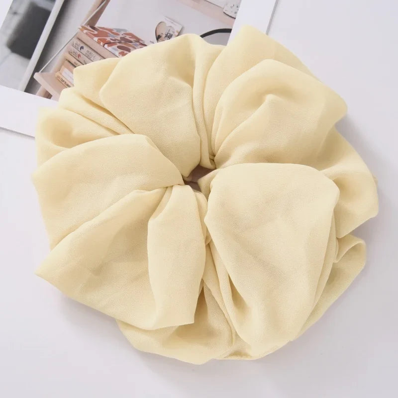Big Size Chiffon Scrunchies For Muslim Women Custom Elastic Volumizing Oversized Neat stitching Malaysian Bunch Hair Tie