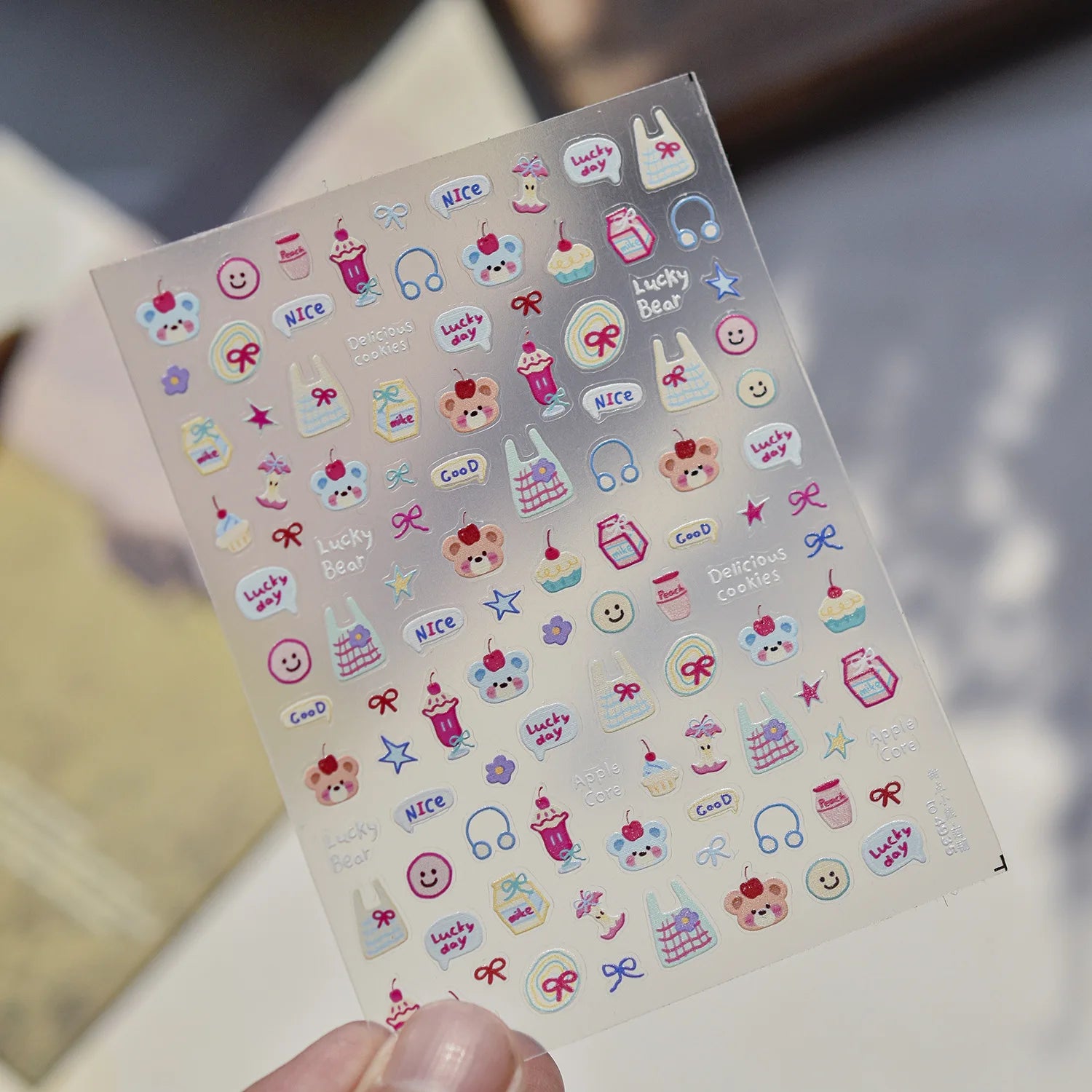 Happy Birthday Cake Stickers For Nails 5D Embossed Nail Sticker 3D Sweet Doughnut Cherry Adhesive Nail Art Decoration Decals DIY