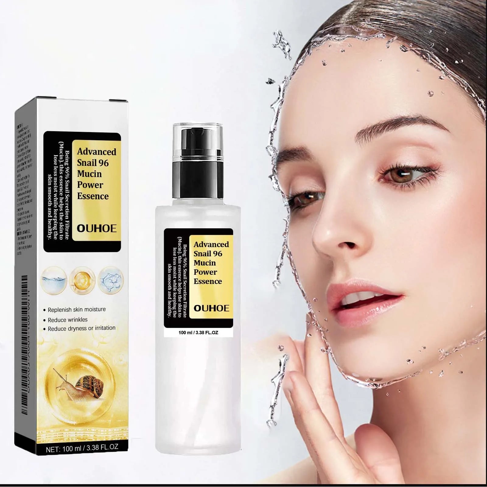 Snail Mucin Peptide Essence,Hyaluronic Acid Skin Repair Serum,Lightens Wrinkles And Dark Spots,Face Moisturizing and Hydrating