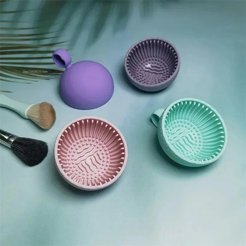 Soft Silicone Makeup Brush Cleaner Folding Powder Puff Cleaning Bowl Eyeshadow Brush Cleaning Pad Beauty Tools Portable Washing