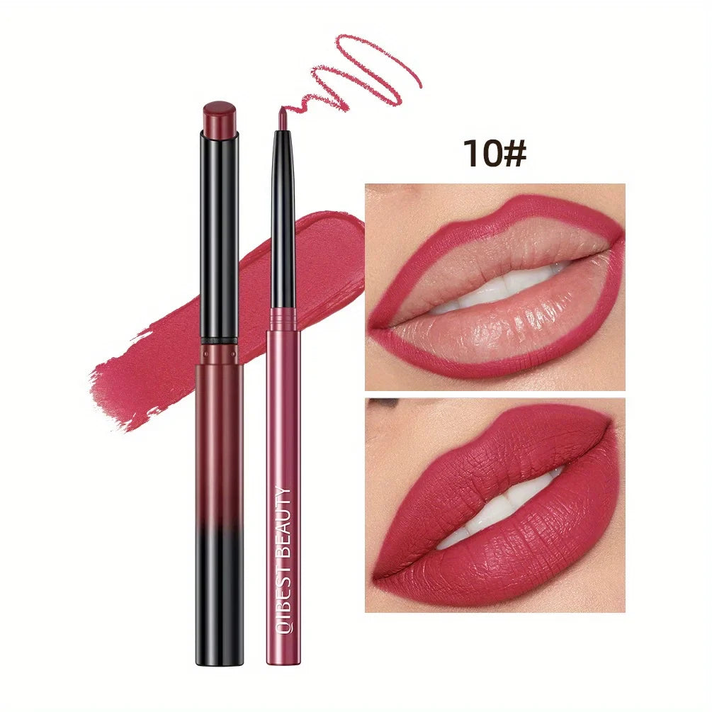 1+1 Matte Lip Set Matte Lipstick&Lip Liner Color Rendering Long Lasting Waterproof Valentine's Day Gifts Contain Plant Squalene