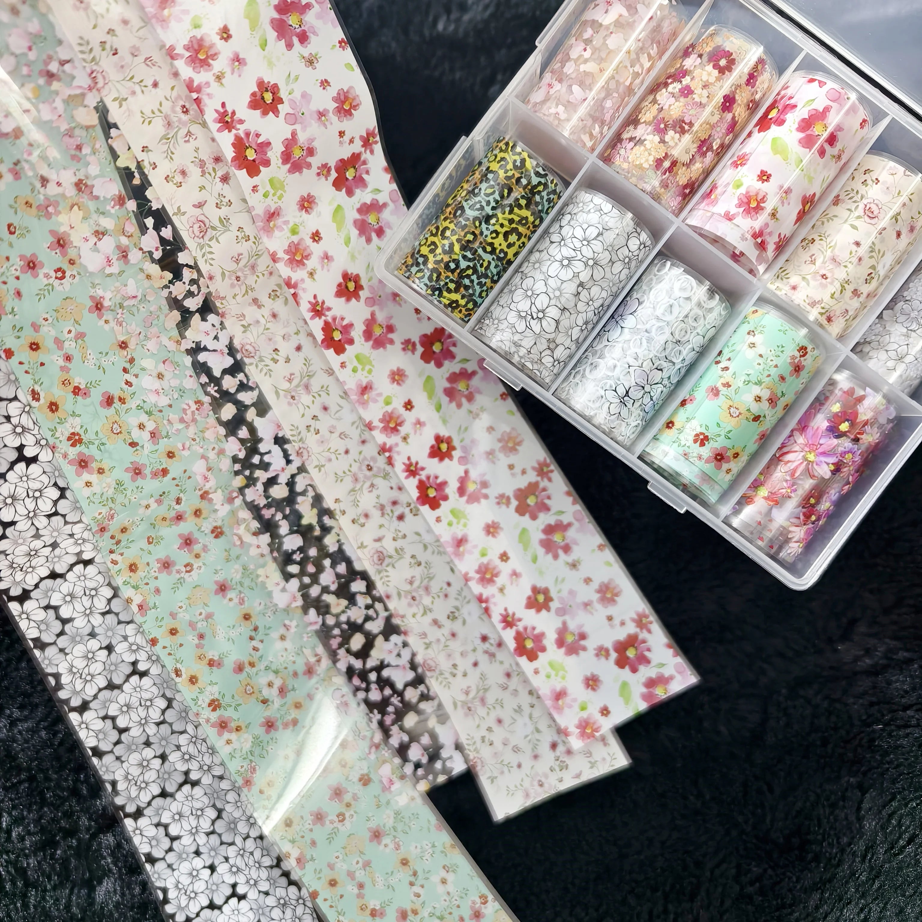 10Rolls Halloween Flower Plaid Angel Marble Bow Nail Foils Transfer Paper Nail Art Stickers Decal Nails Decoration