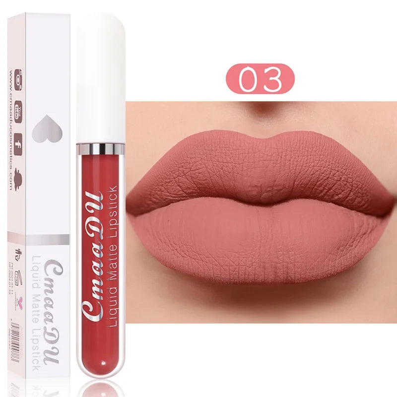 Long-Lasting Velvet Matte Lip Gloss – Liquid Lipstick, Red Lip Makeup for Women, Waterproof, Moisturizing Lip Gloss