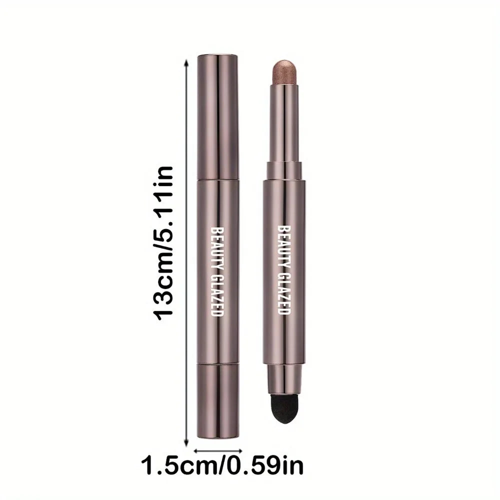 BEAUTY GLAZED 10 Colors Eyeshadow Stick Long-lasting Waterproof Eyeshadow Pen with Double Head Brush Matte and Shimmer Shade