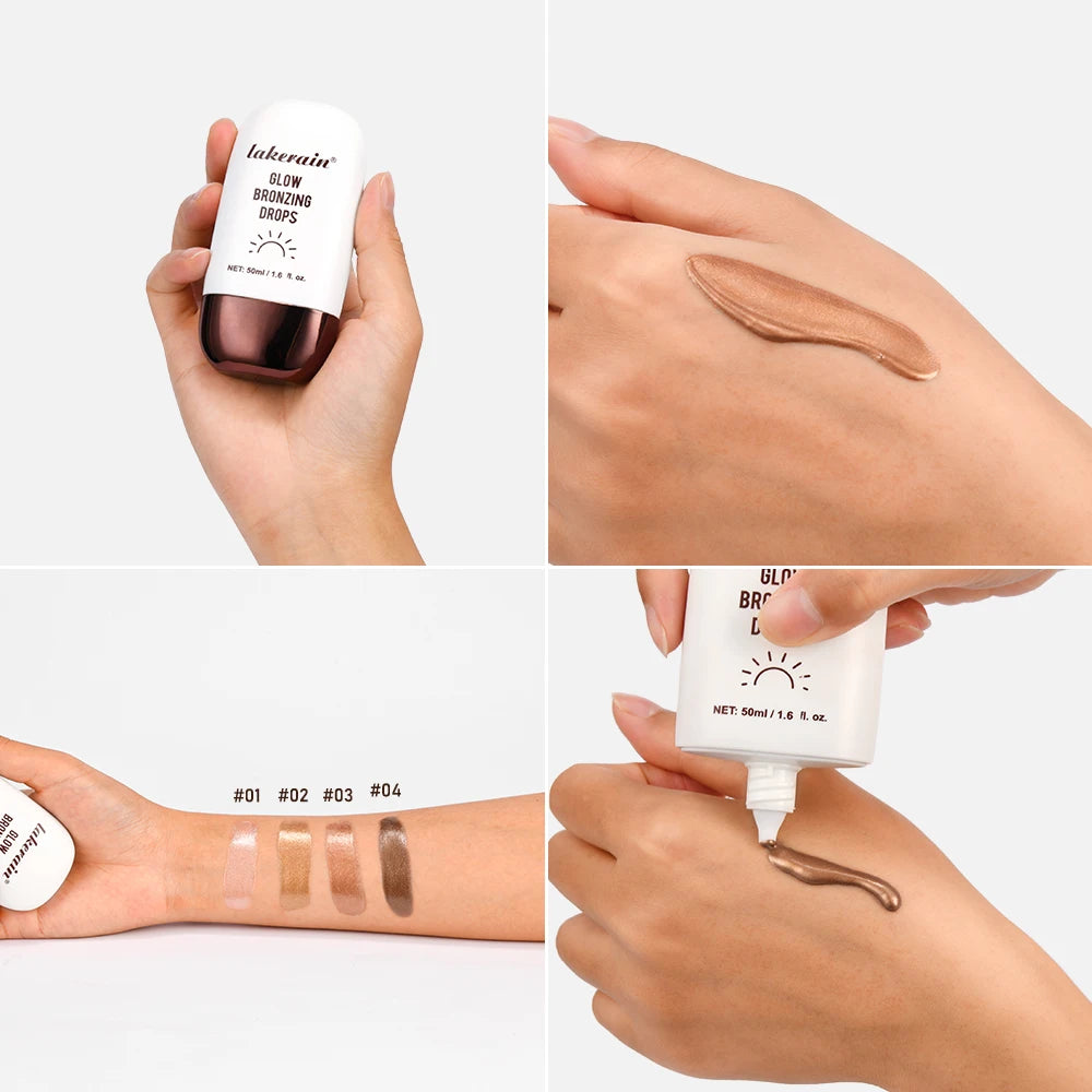 Lakerain Glow Bronzing Drops Nourishing Non-greasy Natural Glow Liquid Bronzer Cream Skincare Makeup Sunkissed Complexion