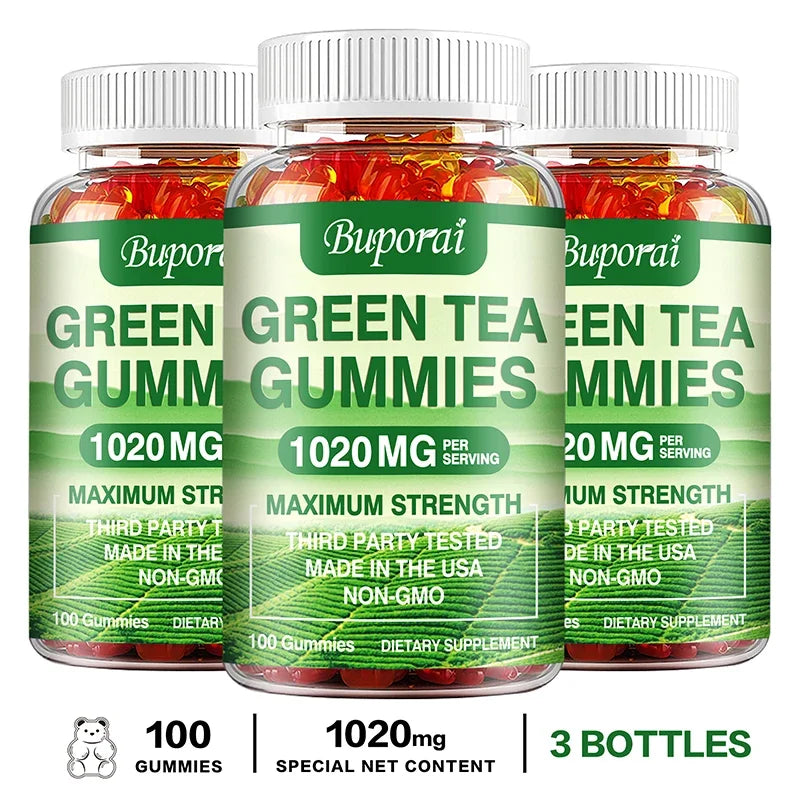 Green Tea Gummies - Belly Fat Burning, Metabolism Boosting, Appetite Suppression, Weight Management