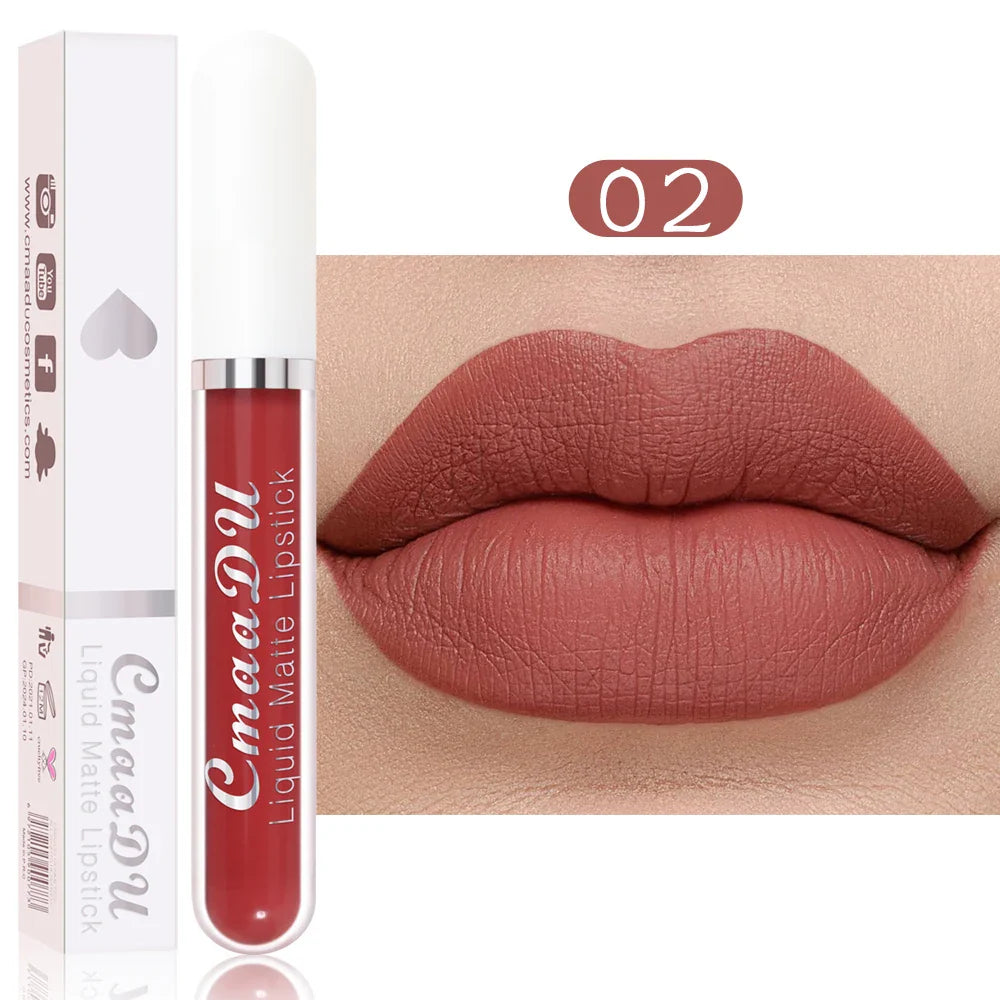CmaaDu 1 Pcs Matte Lip Gloss Liquid Lipstick- Lip Stains with Long-Lasting Waterproof, Adult Age Range, Red Tones Easy to Color