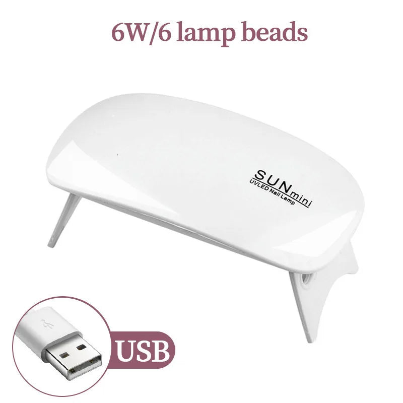 YIKOOLIN Mini Mouse Gel Nails 6W Polish Drying Lamp Portable 6 LED UV Manicure Lamp Home USB Nail Phototherapy Machine