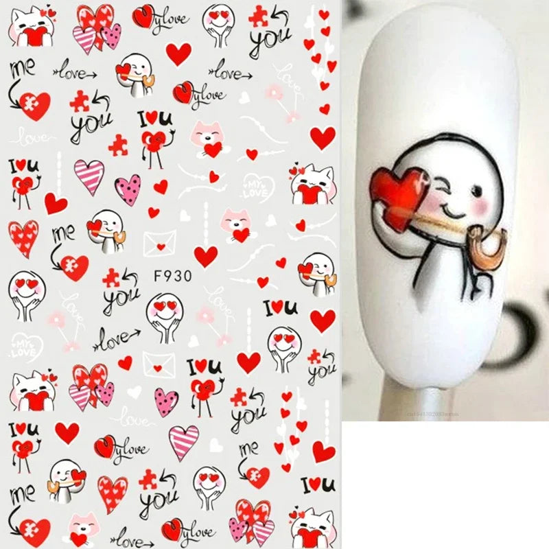 1PCS Laser Love Letter Nail Sticker Nail Art Decoration Flower Star supplies Decals Press On Nails Stickers Parts