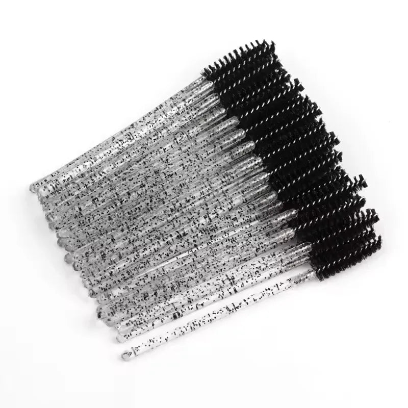 wholesale 50pcs Disposable Eyelash Brushes Crystal Eye lash Mascara Wands Glitter Lash Comb Spoolies Micro Makeup Applicators